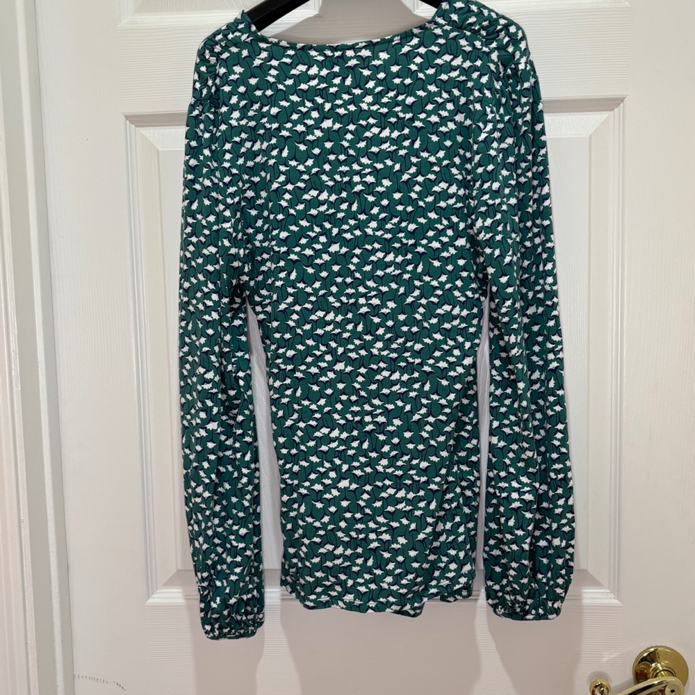 Boden Green Floral Wrap Blouse 12 NWT - Picture 5 of 16